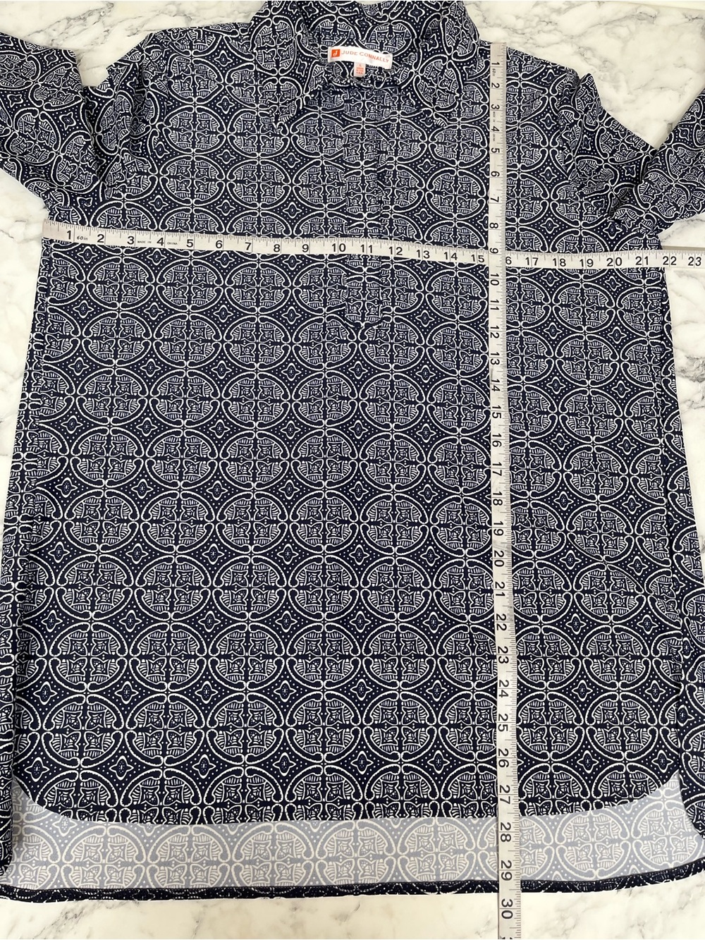 Jude Connally Hadley Tunic Top Batik Medallion Navy Jude Cloth Stretch Large - Picture 5 of 8